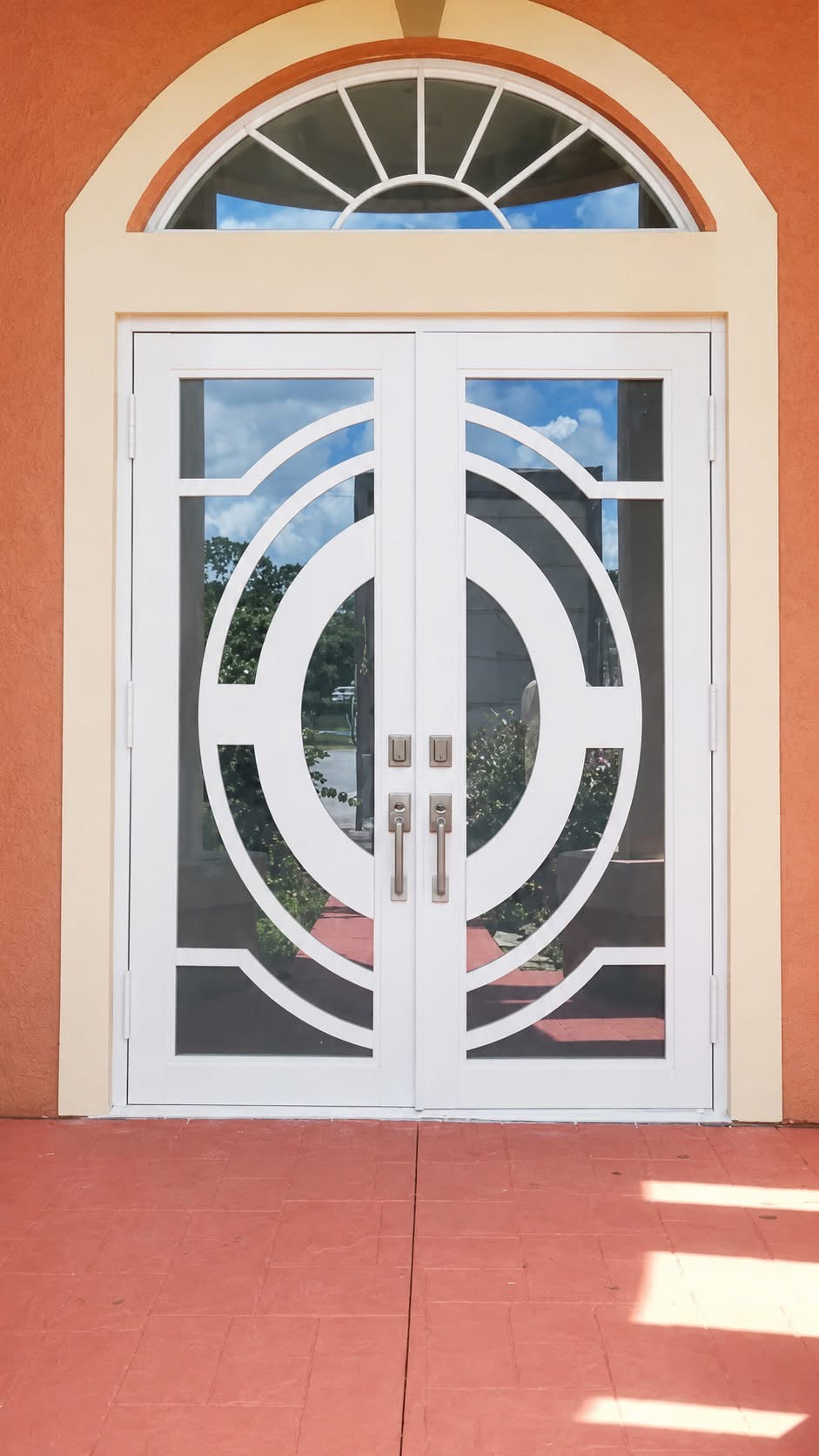 Impact-rated sliding glass door with panoramic view