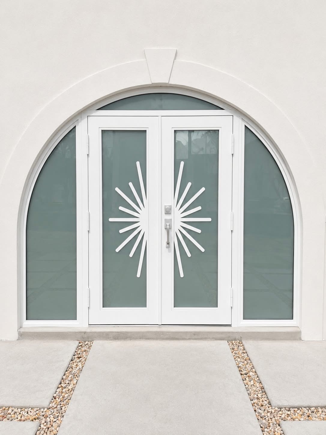 Black double door with rectangular glass design