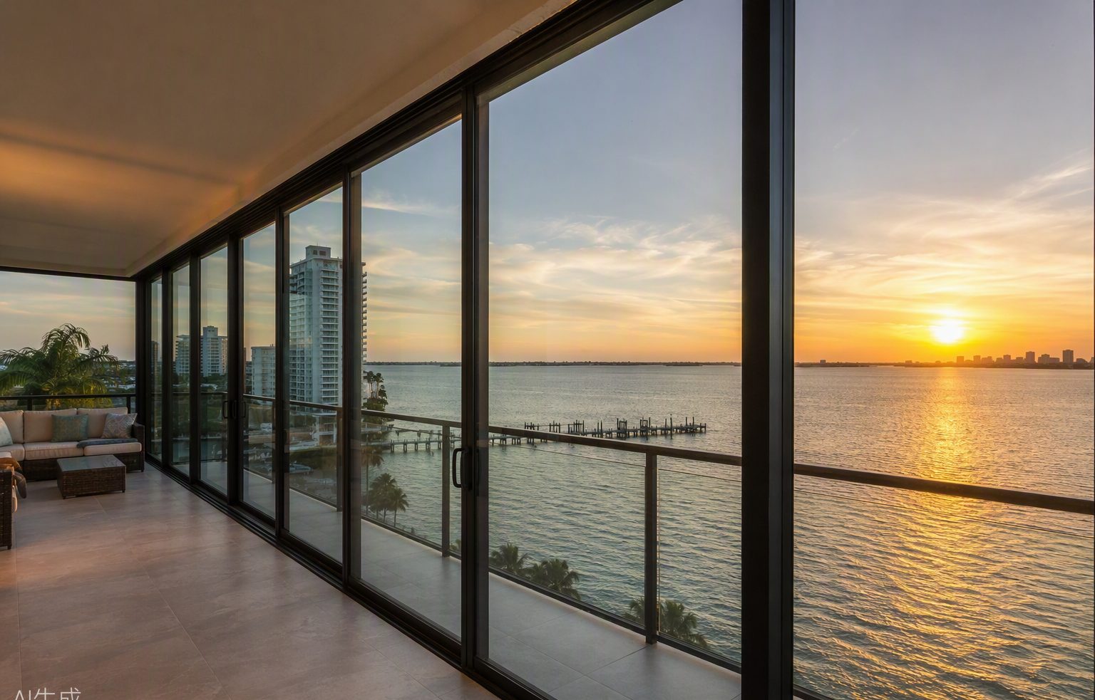 Susan Whitfield's new impact sliding doors overlooking Tampa Bay